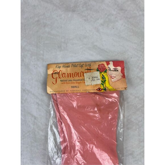 Vintage NOS 1950s Duracraft Latex Gloves Glamourette Size Small Pink - Picture 2 of 6